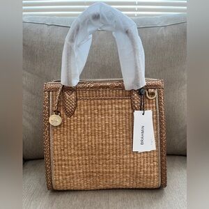 New Brahmin Small Caroline Honey Brown Sandalwood Genuine Leather Handbag